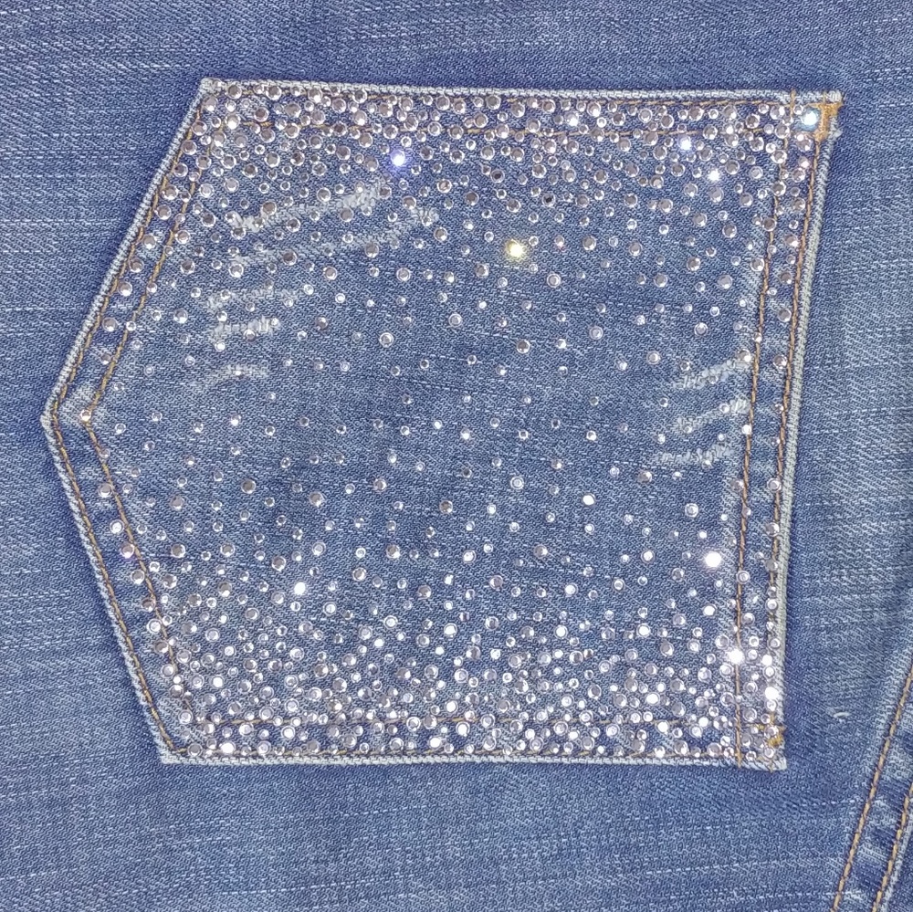 Versace Rhinestone detail denim